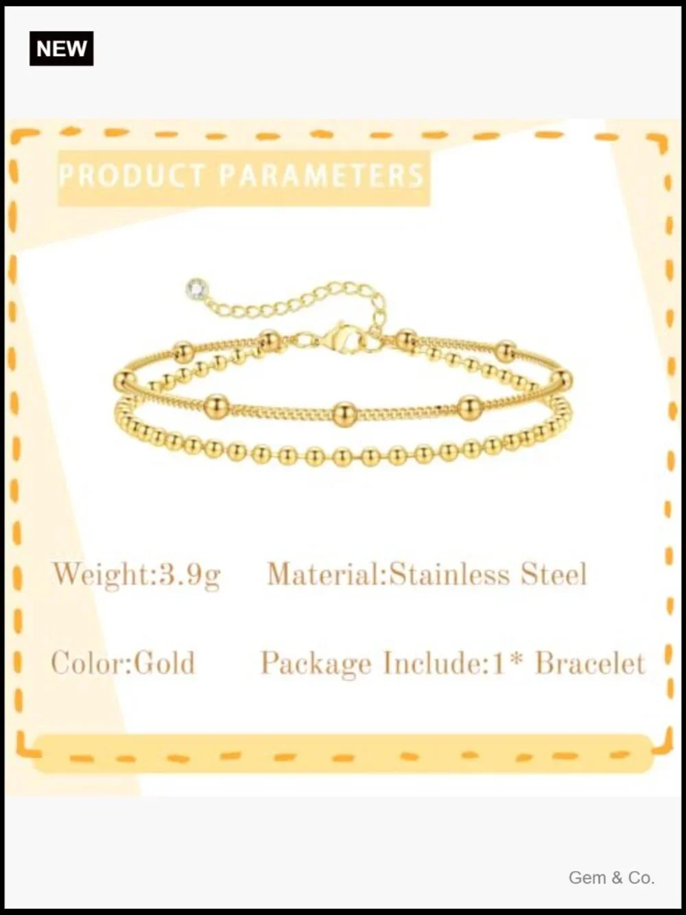 Trendy Layered Dainty Bracelet Stainless Steel Stackable Chain
